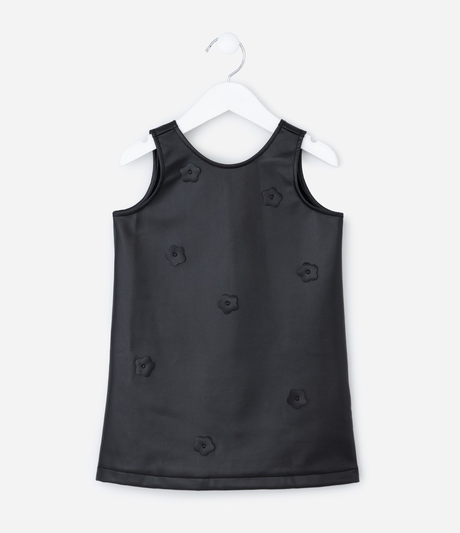 Vestido Infantil sem Manga com Aplicações Florais – Tam 1 a 6 Anos Preto 1