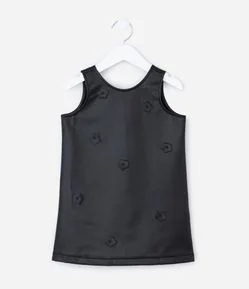 Vestido Infantil sem Manga com Aplicações Florais – Tam 1 a 6 Anos