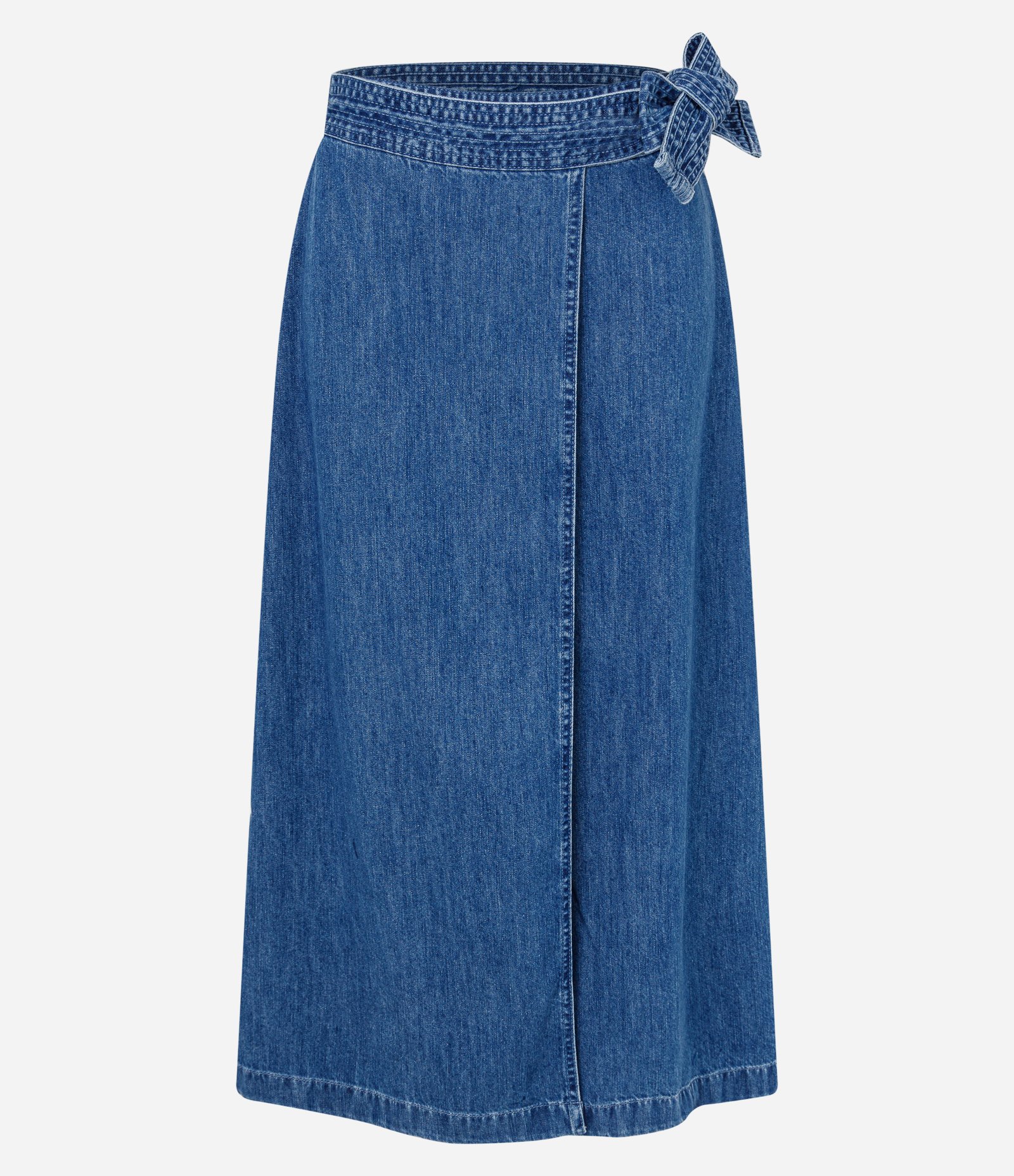 Saia Lápis Midi em Jeans com Transpasse Envelope Médio 1