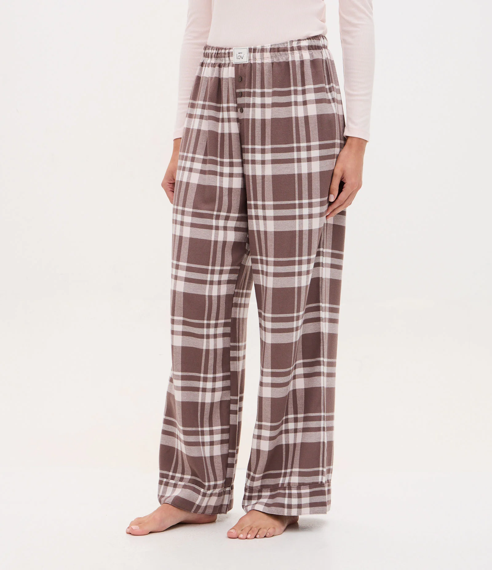 Calça de Pijama em Flanela Xadrez Marrom 3