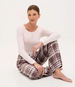 Calça de Pijama em Flanela Xadrez