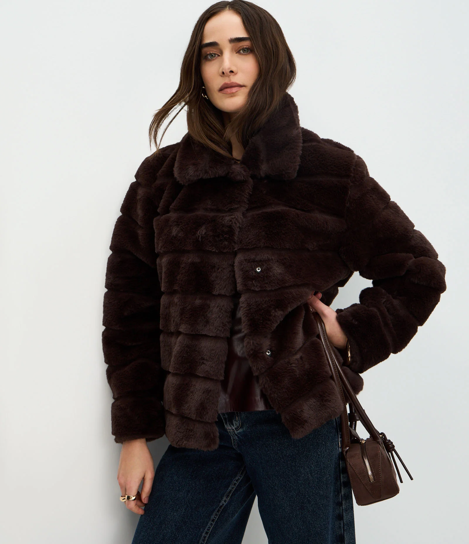 Jaqueta Puffer em Pelo Artificial Marrom 2
