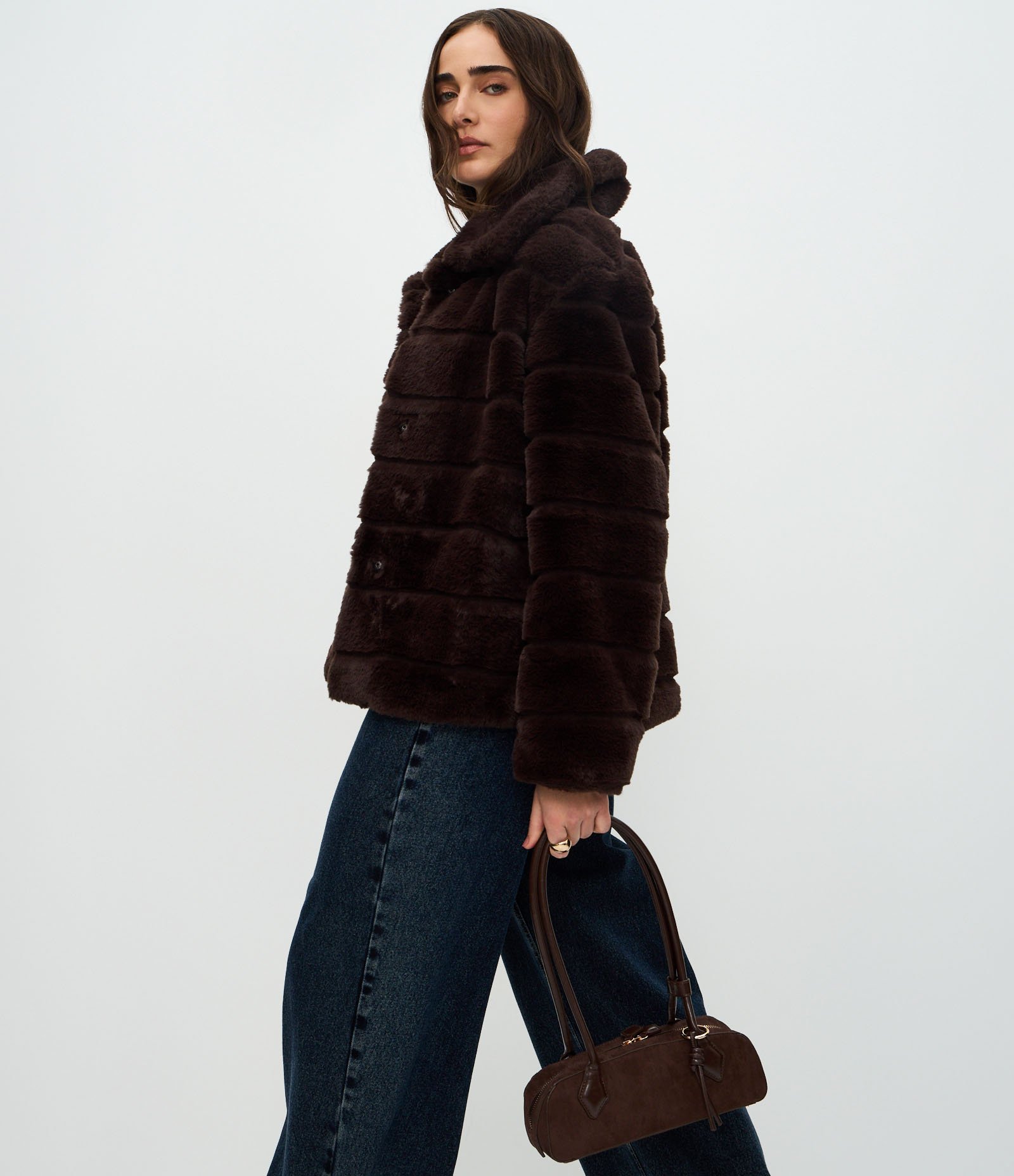 Jaqueta Puffer em Pelo Artificial Marrom 5