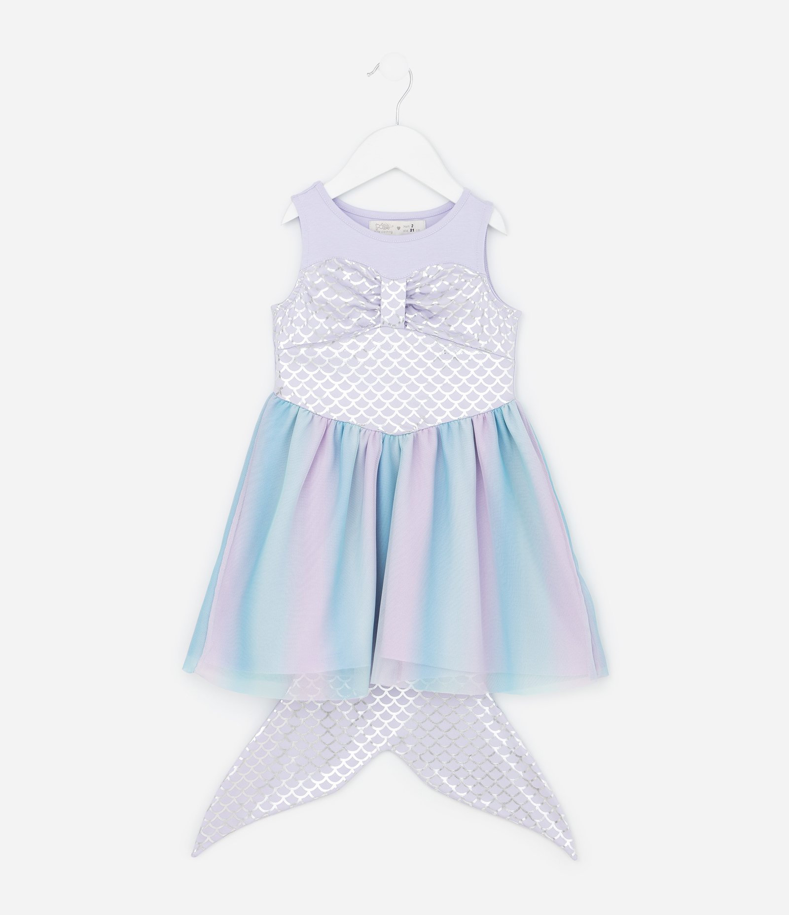 Vestido Infantil em Tule com Cauda de Sereia - Tam 1 a 6 Anos Lilás 1