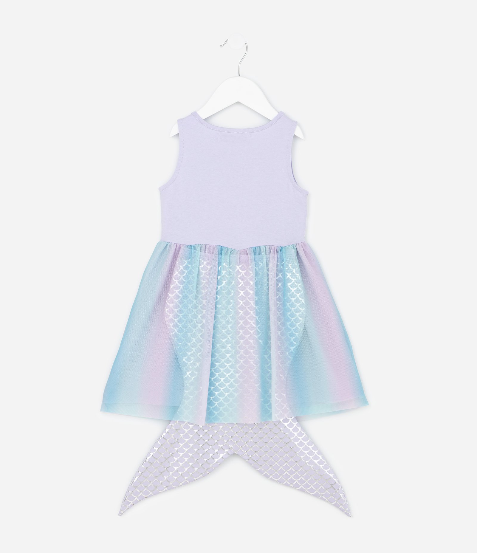 Vestido Infantil em Tule com Cauda de Sereia - Tam 1 a 6 Anos Lilás 2