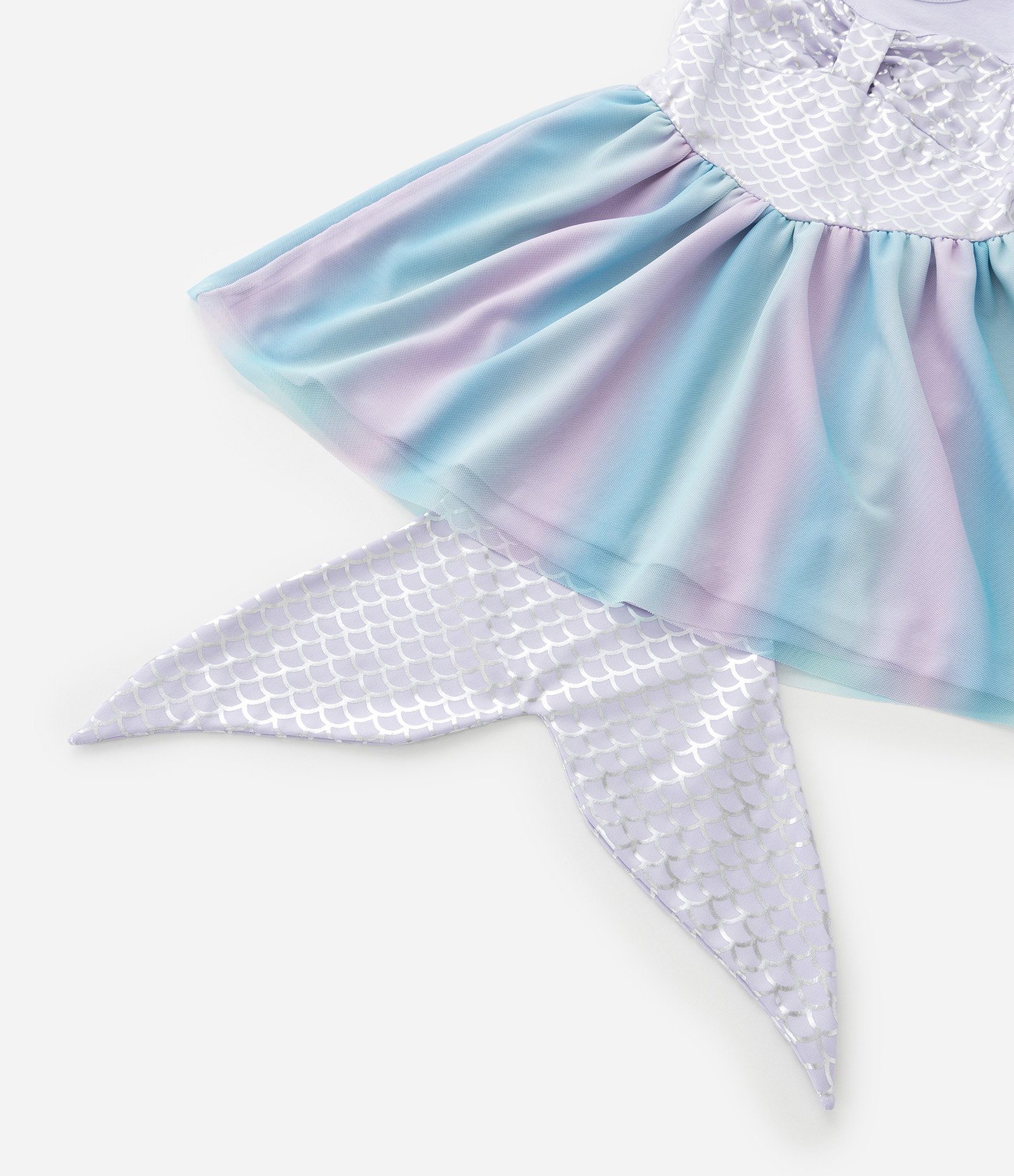 Vestido Infantil em Tule com Cauda de Sereia - Tam 1 a 6 Anos Lilás 4