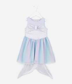 Vestido Infantil em Tule com Cauda de Sereia - Tam 1 a 6 Anos
