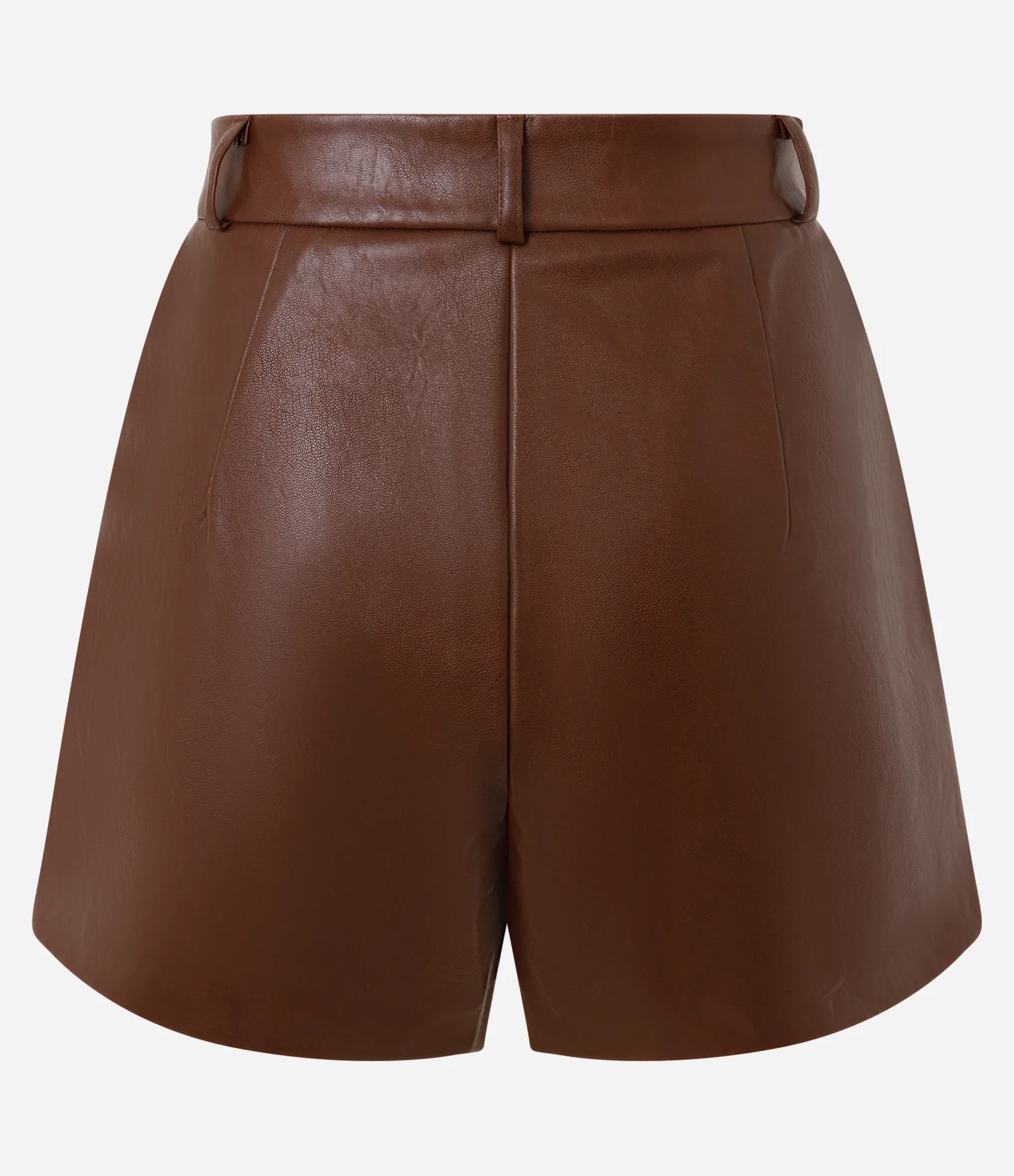 Short em PU Ajustado com Passantes Marrom 2