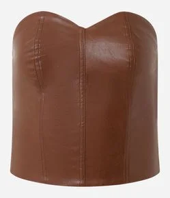 Blusa em PU com Decote Coração