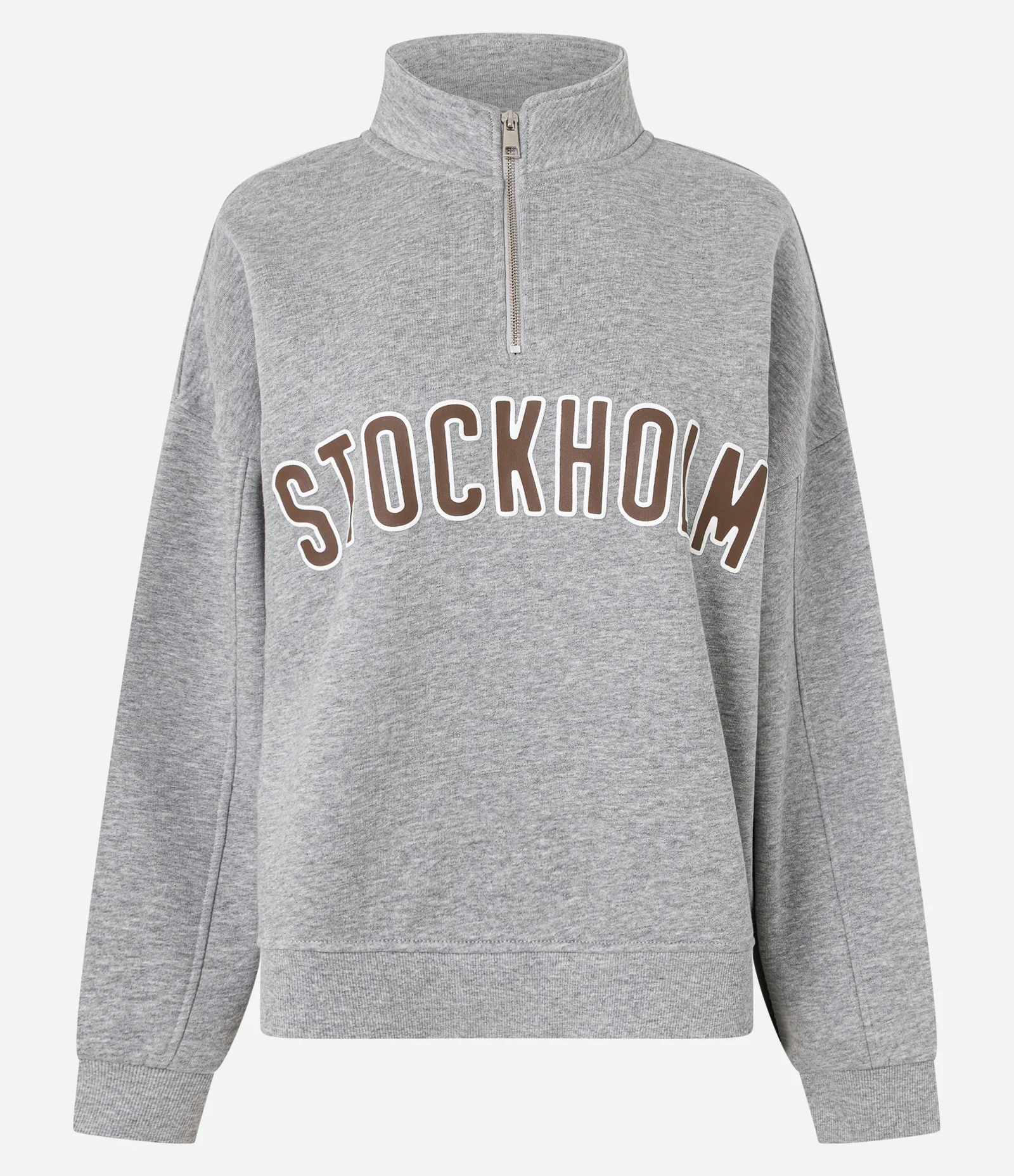 Blusão Oversized Moletom sem Felpa com Lettering Cinza 1