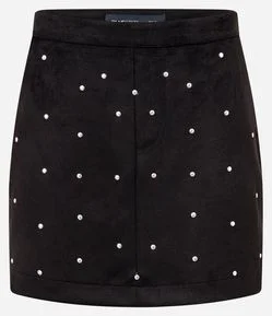 Saia em Suede com Aplicação de Hot Fix