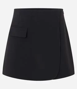 Short Saia Alfaiatado com Pala Transpassada