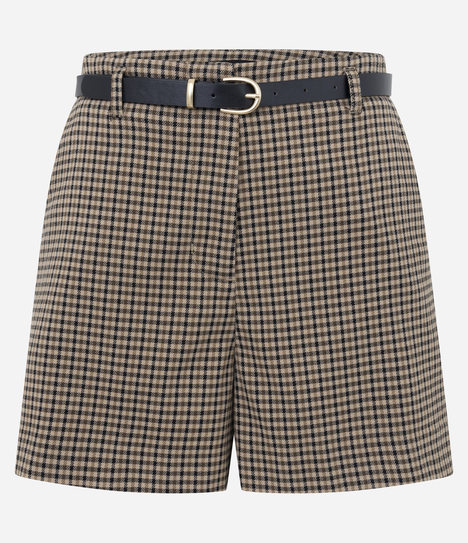 Short Alfaiatado com Estampa Pied de Poule e Cinto Marrom 1