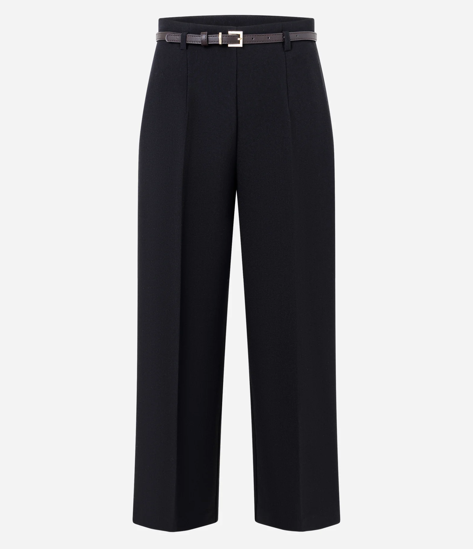 Calça Pantacourt Alfaiatada em Crepe com Cinto Preto 1