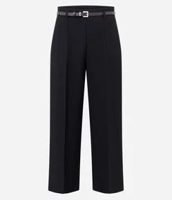 Calça Pantacourt Alfaiatada em Crepe com Cinto