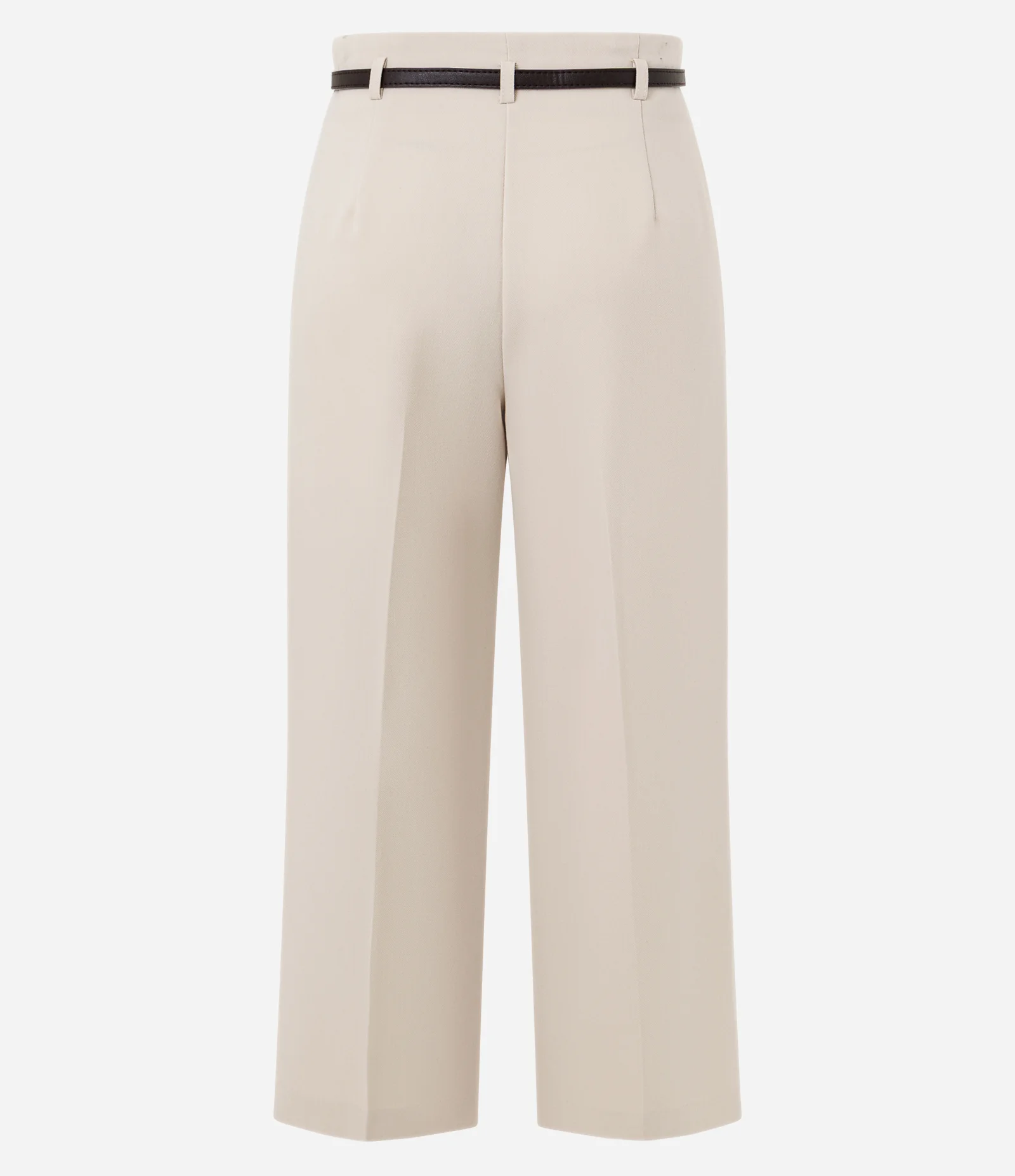 Calça Pantacourt Alfaiatada em Crepe com Cinto Bege 2