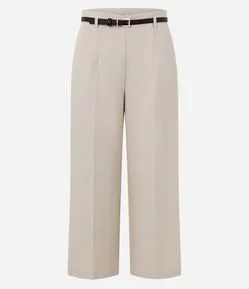 Calça Pantacourt Alfaiatada em Crepe com Cinto