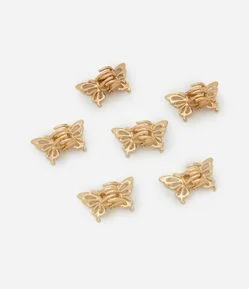 Kit 06 Mini Piranhas em Metal com Formato de Borboleta