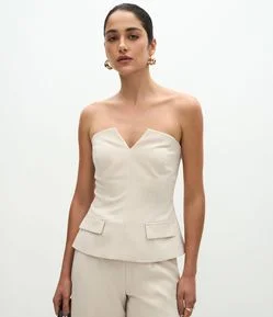 Blusa Tomara Que Caia Alfaiatada com Lapelas Frontais