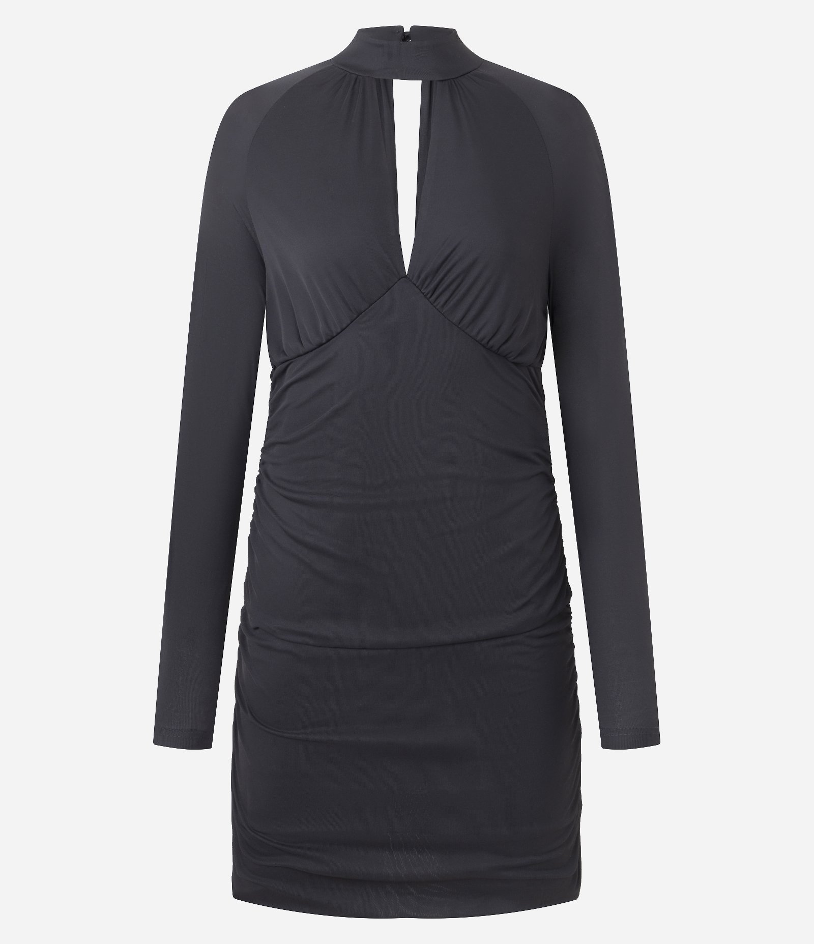 Vestido Curto em Tule com Drapeados Laterais Preto 1