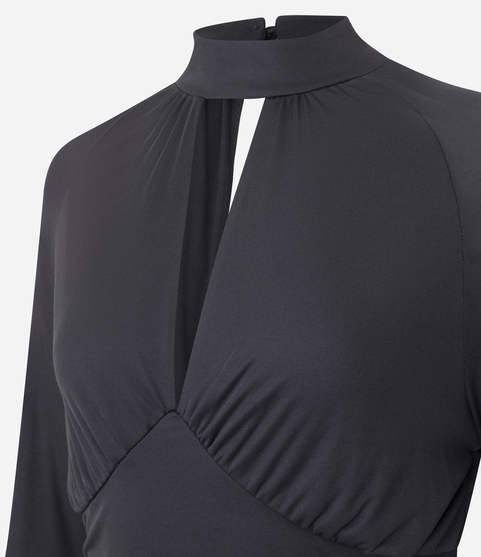 Vestido Curto em Tule com Drapeados Laterais Preto 2