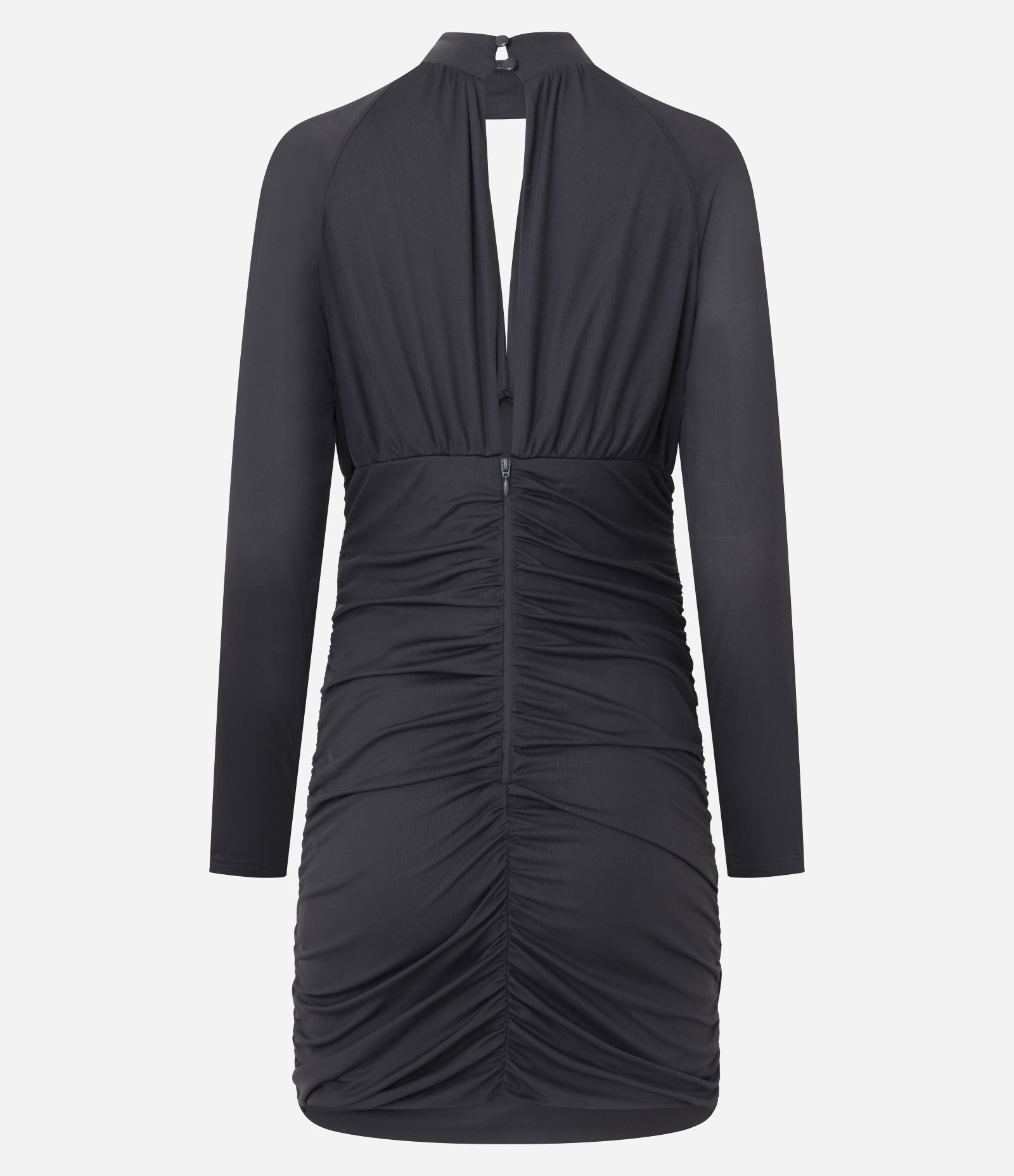 Vestido Curto em Tule com Drapeados Laterais Preto 3