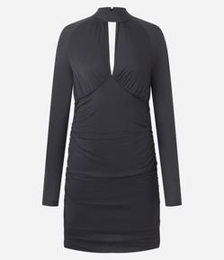 Vestido Curto em Tule com Drapeados Laterais