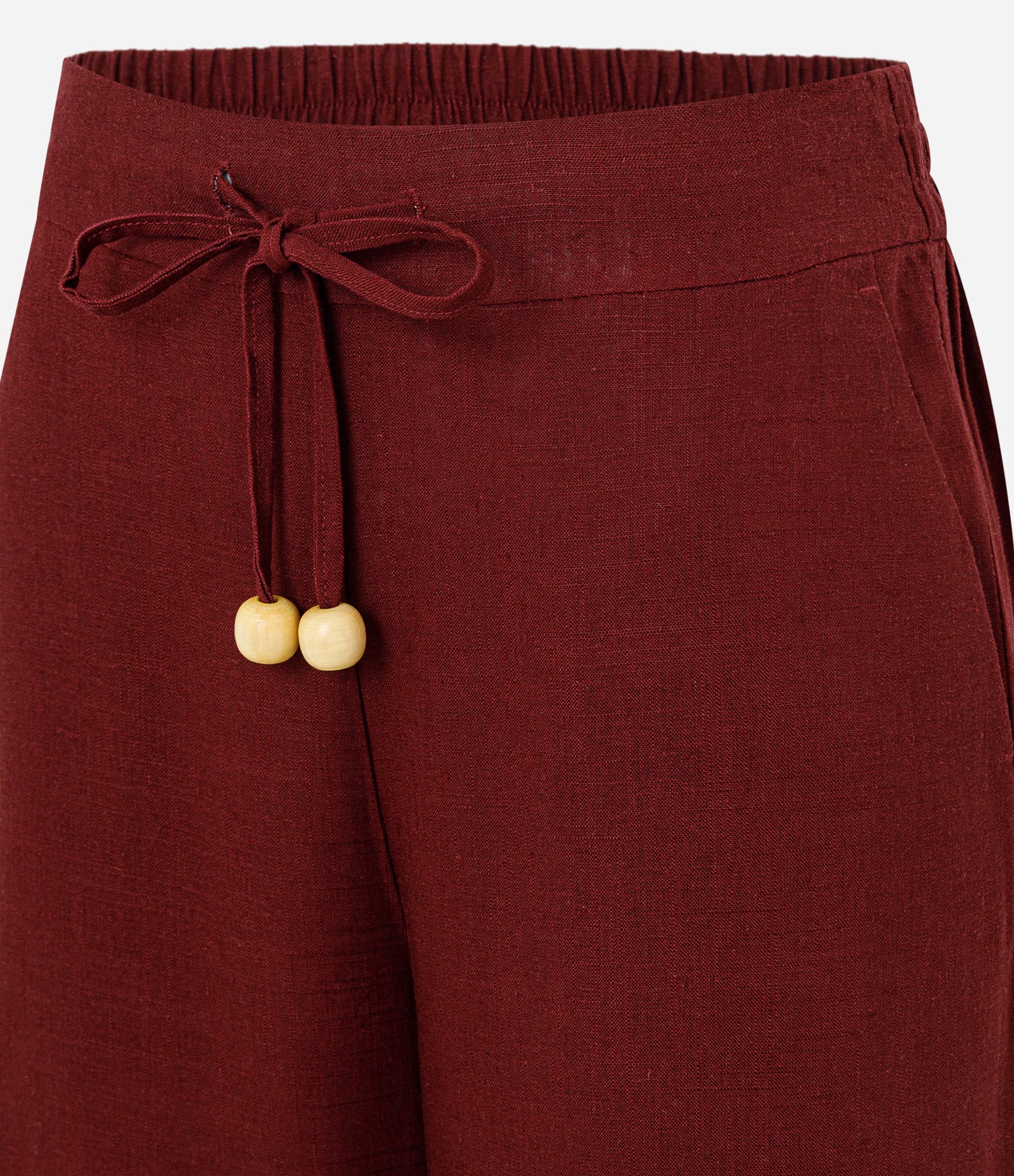 Calça Reta em Viscolinho com Amarração Frontal Vermelho 6