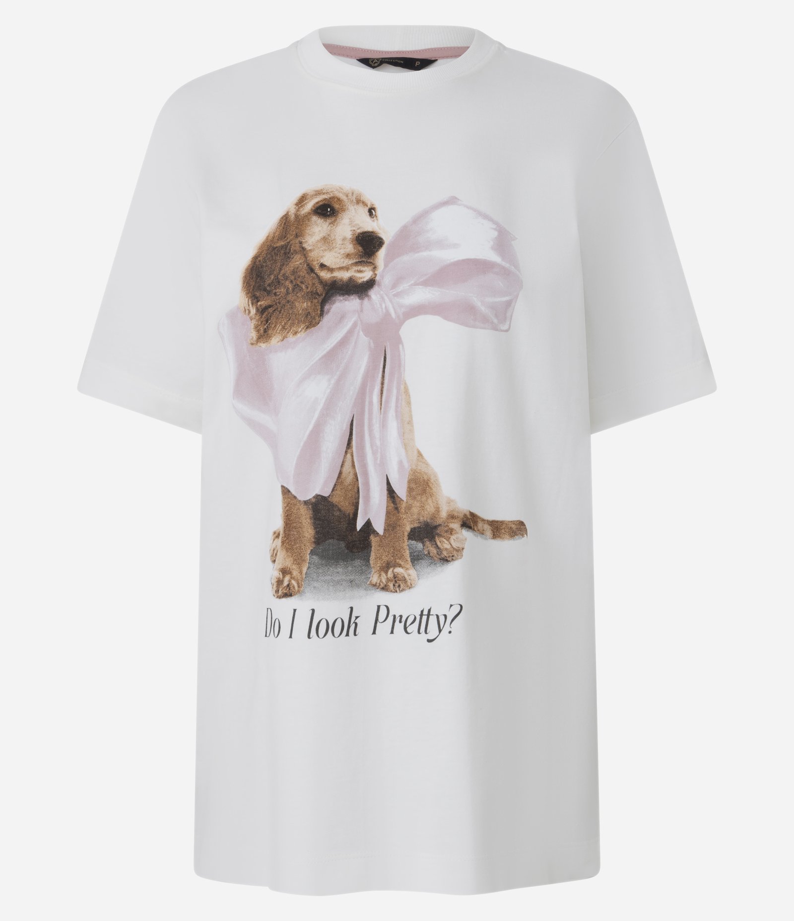Camiseta em Algodão com Estampa Cão de Laço Branco 5