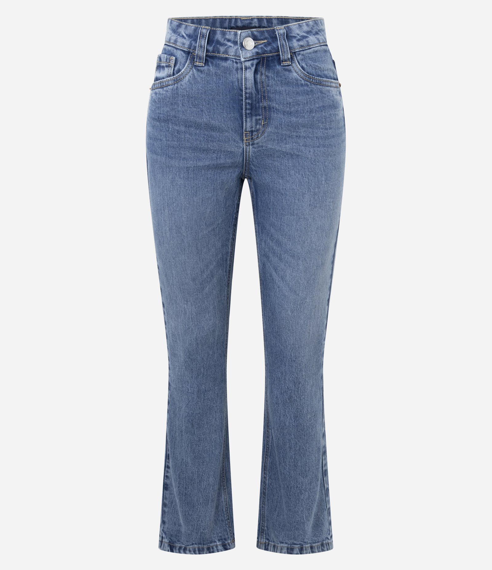 Calça Flare Cropped em Jeans com Cintura Alta Azul 2