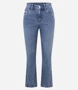 Calça Flare Cropped em Jeans com Cintura Alta