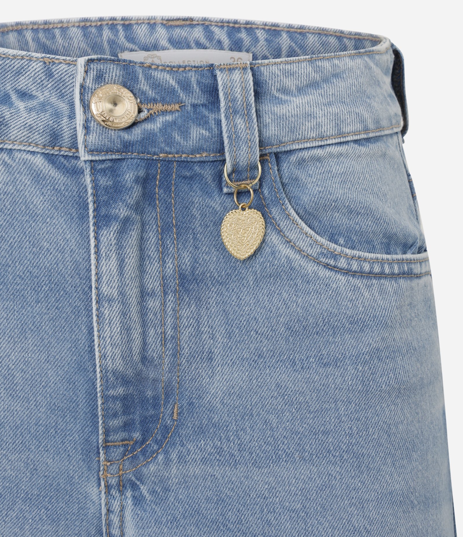Calça Pantalona em Jeans com Cintura Alta e Detalhe Charm Azul 6