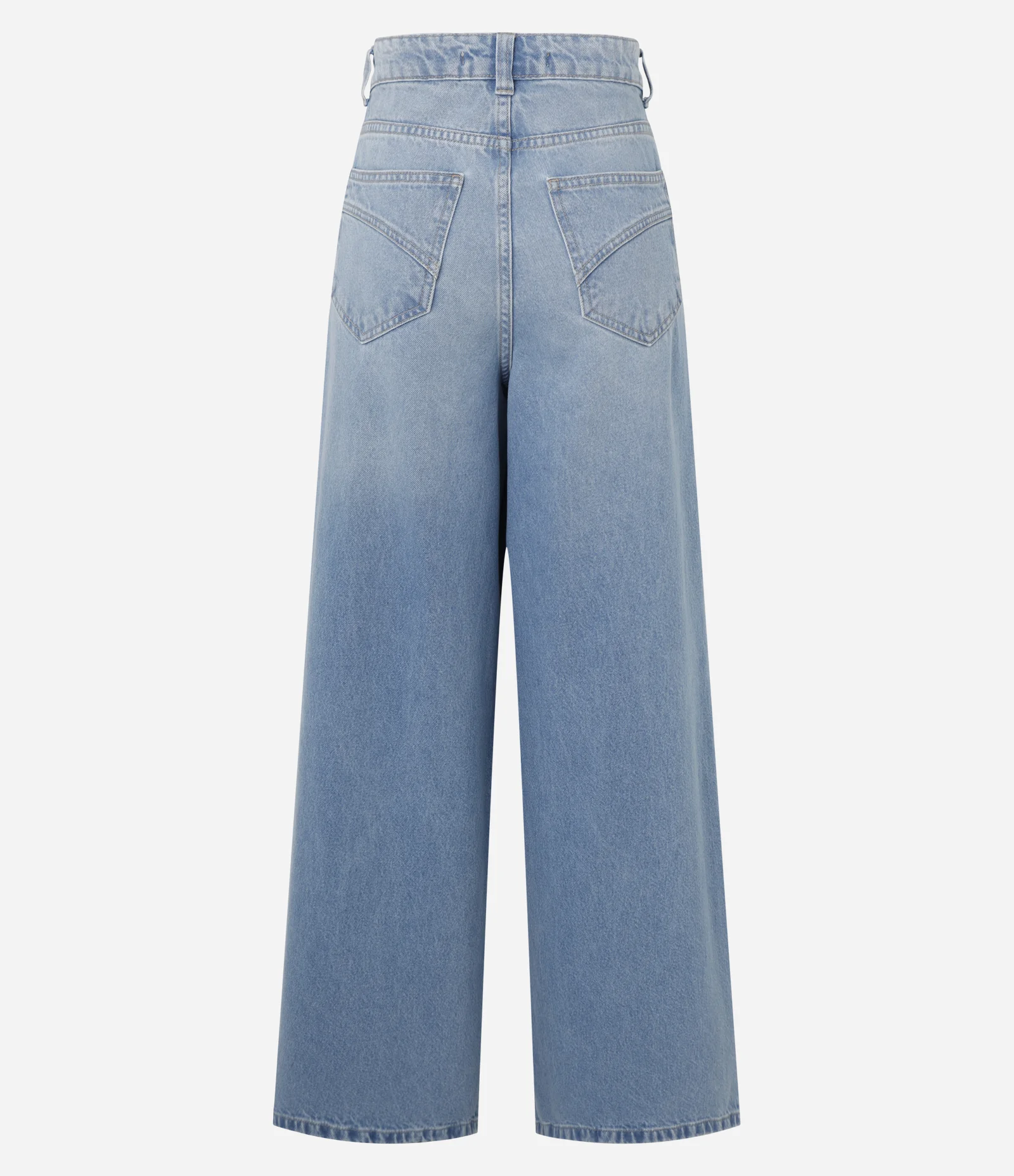 Calça Pantalona em Jeans com Cintura Alta e Detalhe Charm Azul 7