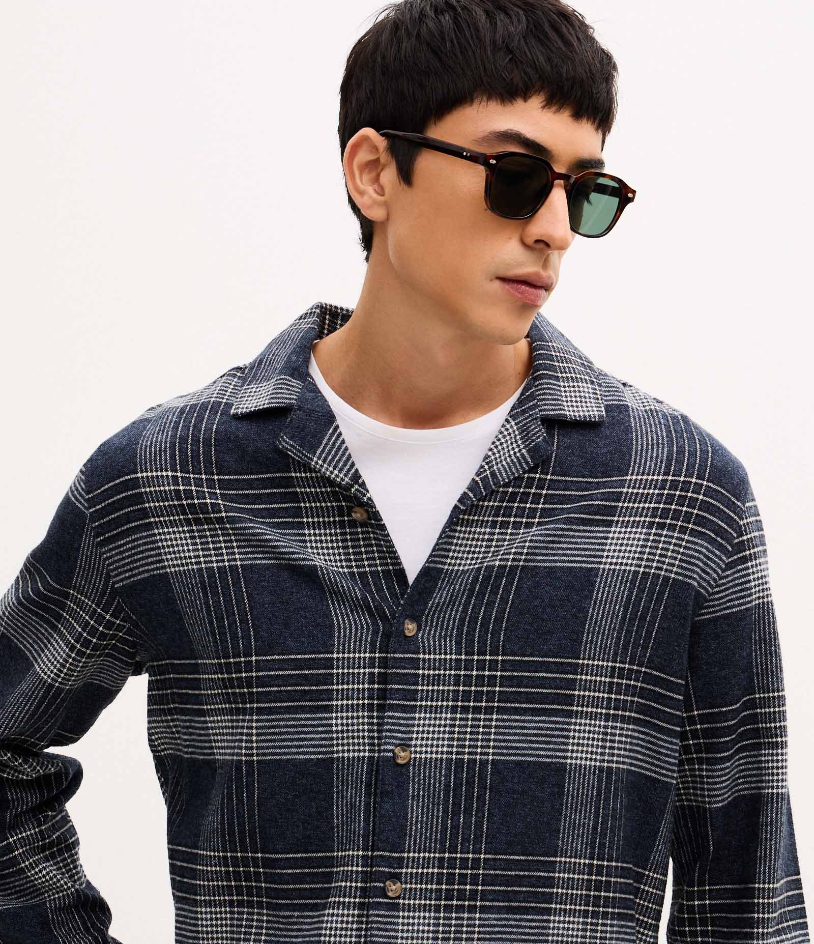 Camisa Regular em Flanela com Estampa Xadrez Azul/Cinza 3