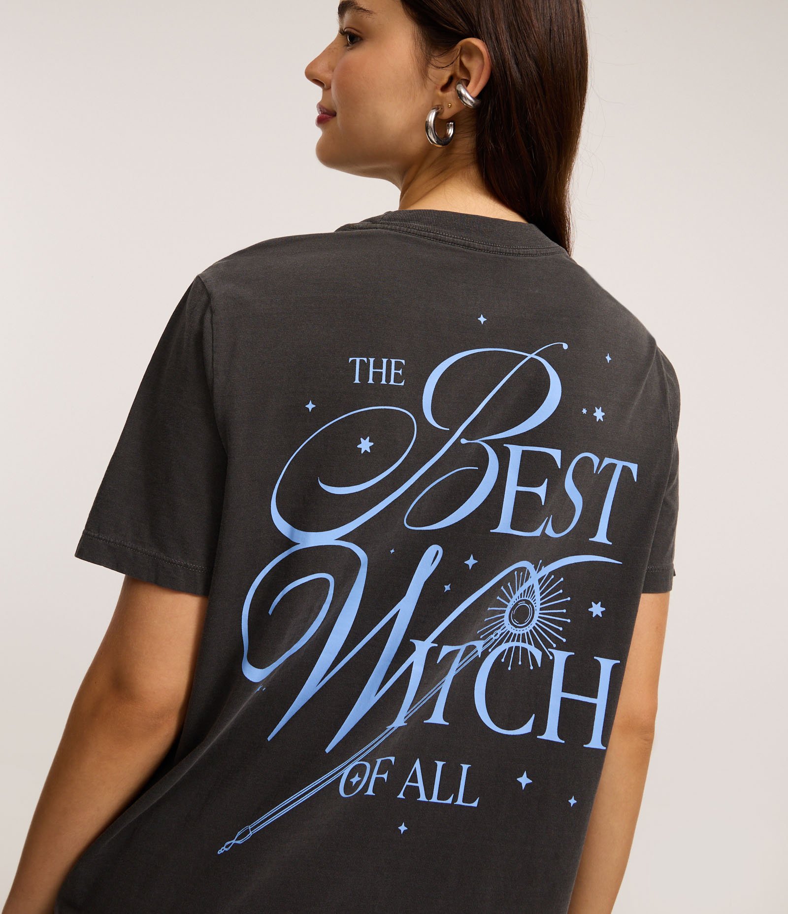 Camiseta T-Shirt em Algodão com Estampa Glinda Estonada Preto 4