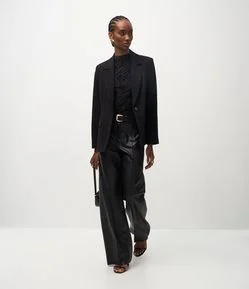 Blazer Ampulheta Alfaiatado com Bolsos