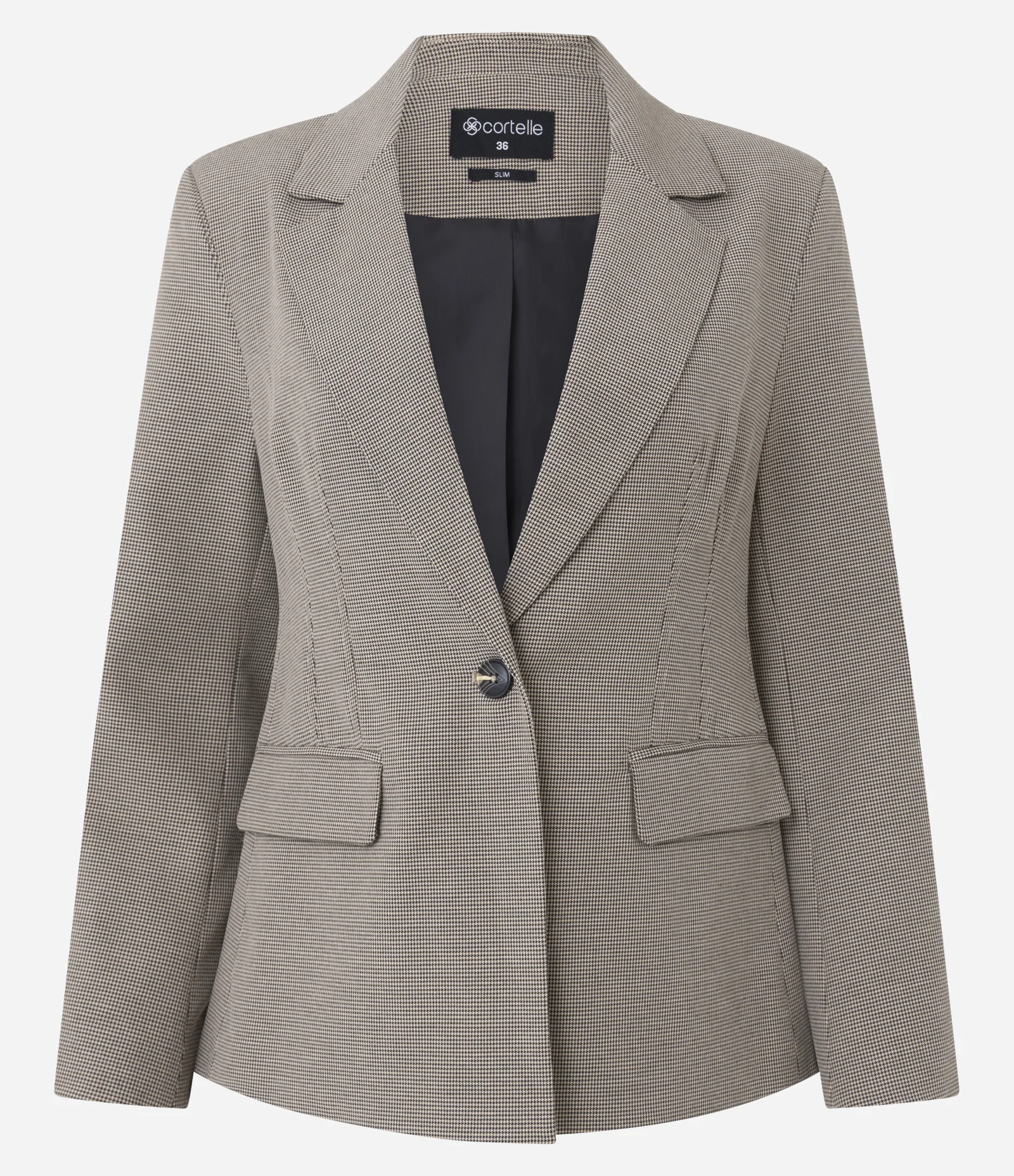 Blazer Ampulheta Alfaiatado com Padronagem Pied de Poule Bege 5