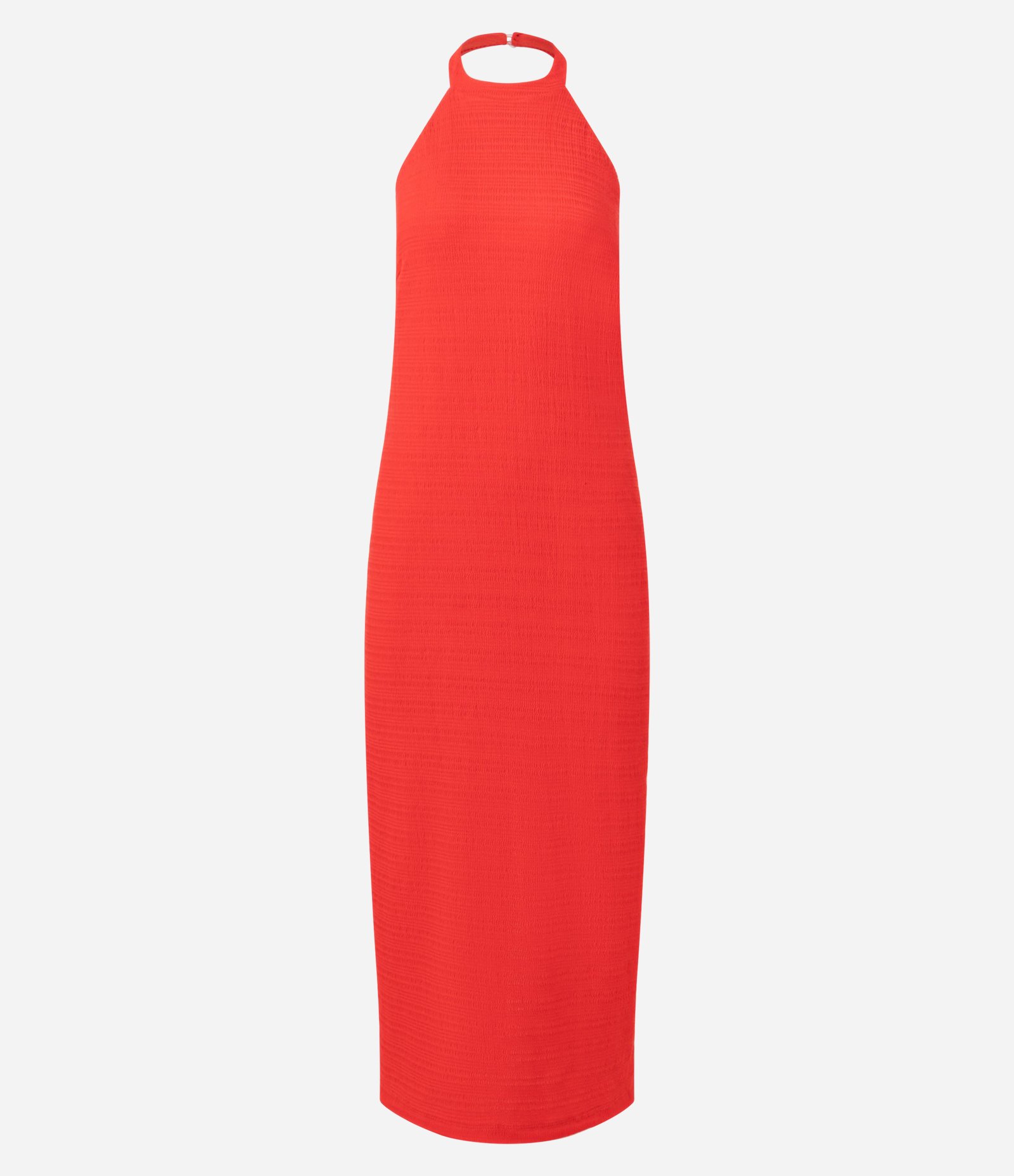 Vestido Long Midi com Frente Única e Decote em V nas Costas Vermelho Alaranjado 6