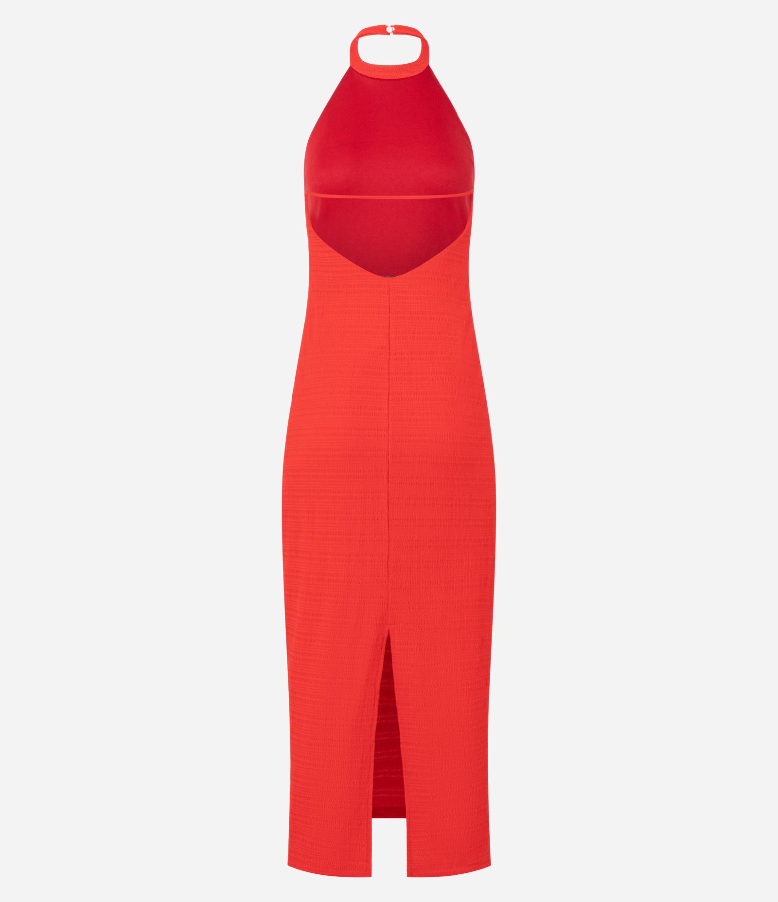 Vestido Long Midi com Frente Única e Decote em V nas Costas Vermelho Alaranjado 8