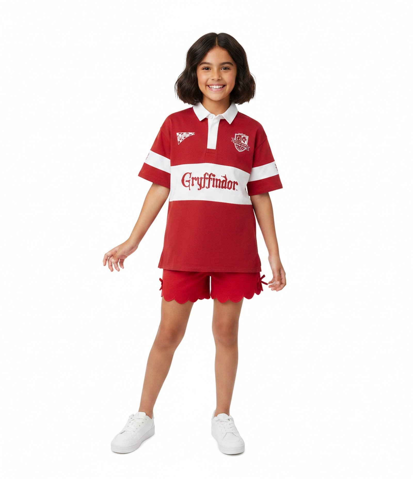 Camiseta Infantil Oversized Harry Potter com Gola Polo – Tam 5 a 14 Anos Vermelho 1