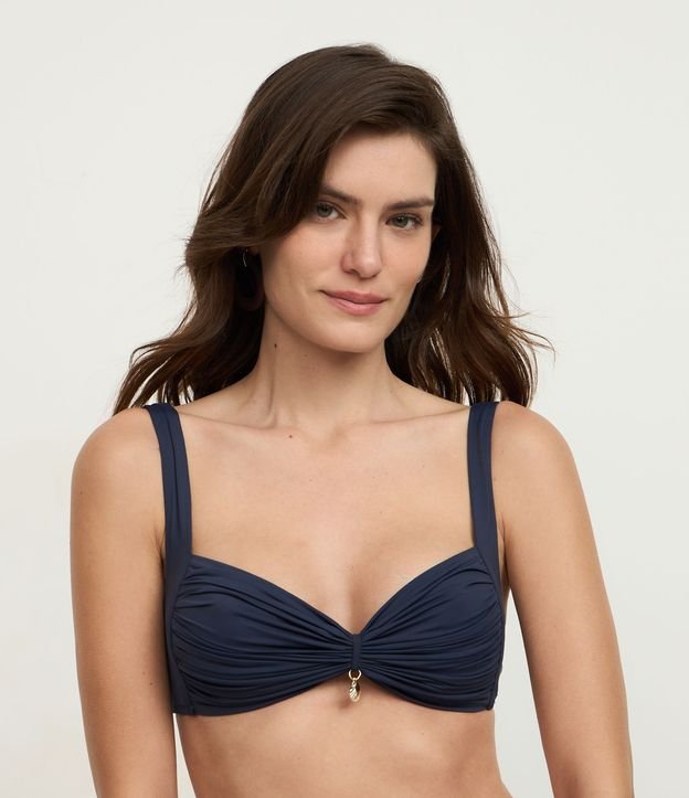 Biquíni Top em Microfibra com Drapeado e Aviamento de Concha