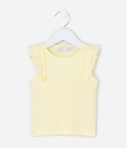 Regata Infantil em Ribana com Babado em Broderie - Tam 1 a 5 Anos