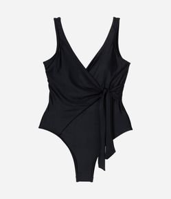 Maiô Em Microfibra Liso Com Transpasse E Amarração