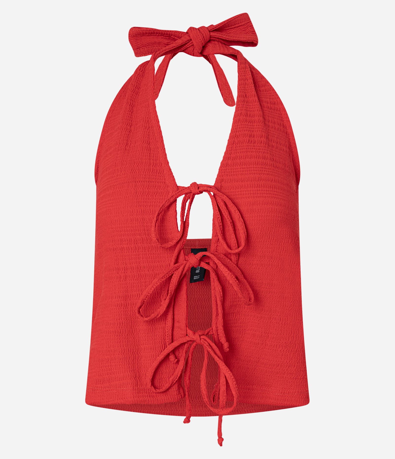 Blusa Frente Única com Amarrações e Texturizada Vermelho 6