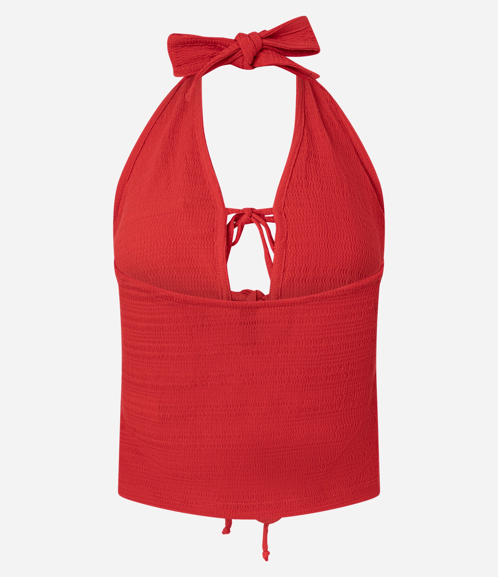 Blusa Frente Única com Amarrações e Texturizada Vermelho 8