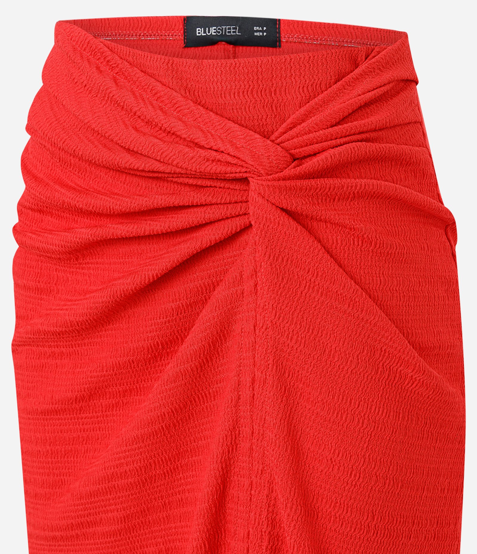 Saia Long Midi Texturizada com Torcido Frontal Vermelho 6