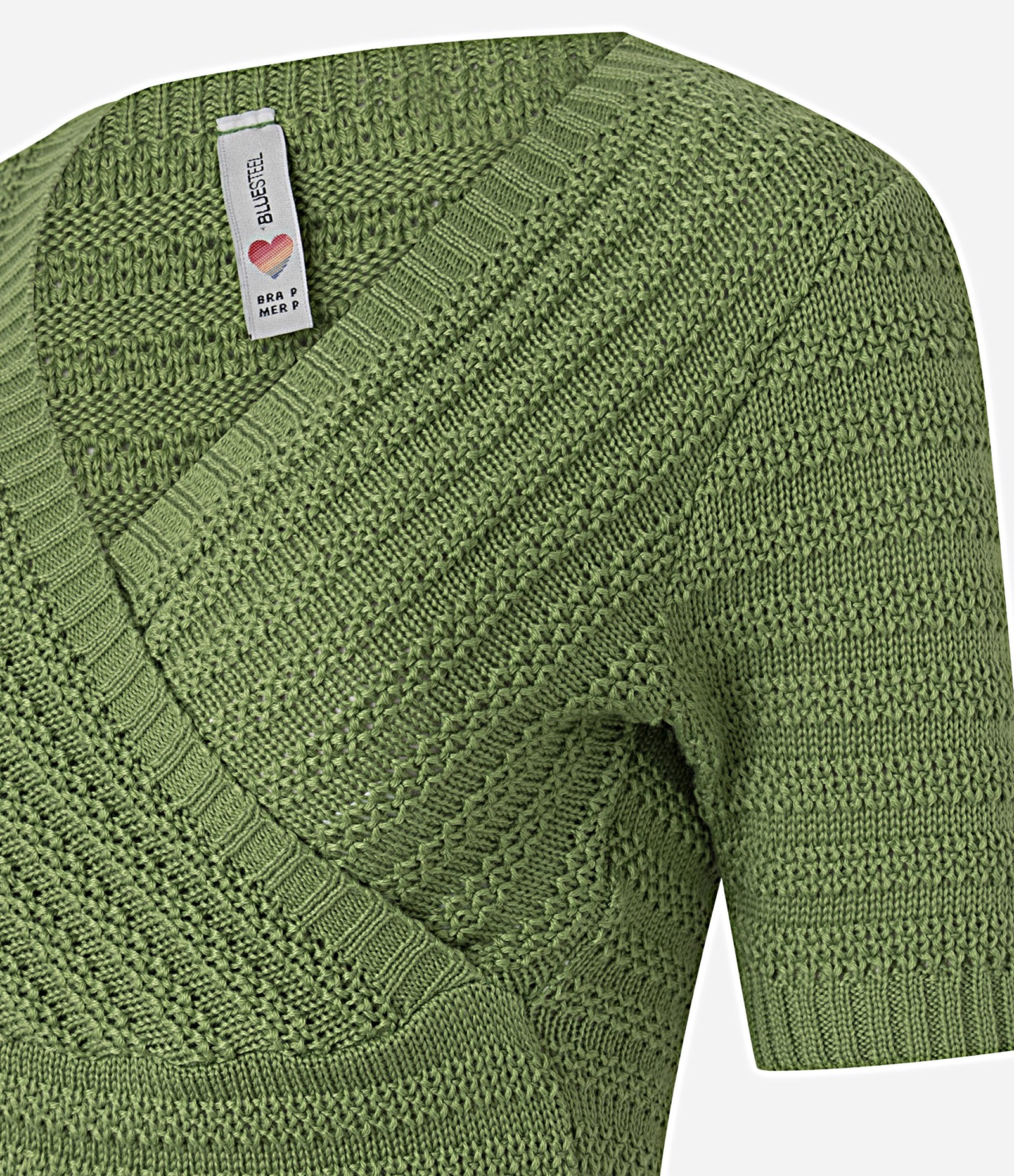 Blusa Cropped em Tricô com Decote Transpassado Verde 3