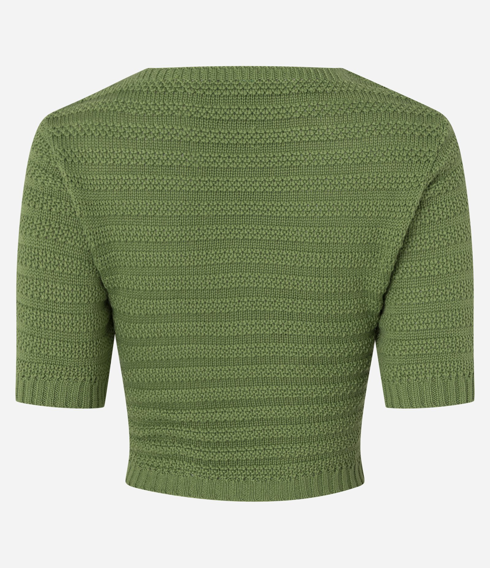 Blusa Cropped em Tricô com Decote Transpassado Verde 4