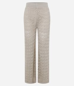 Calça Pantalona em Tricô com Ponto Trabalhado
