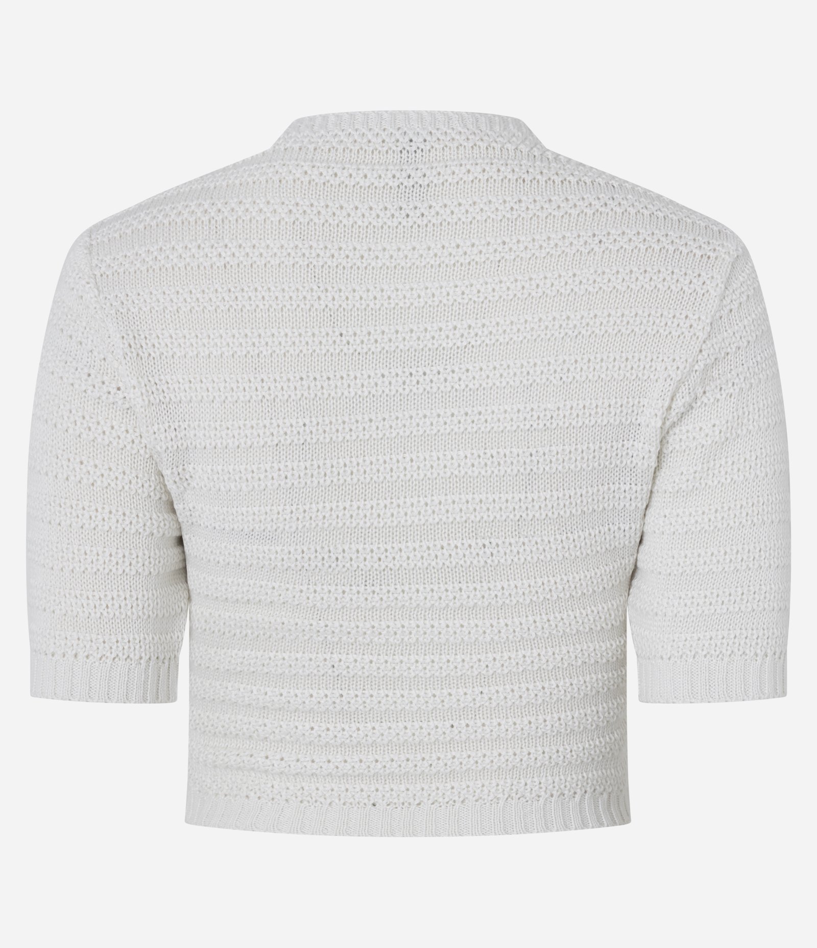 Blusa Cropped em Tricô com Decote Transpassado Branco 4